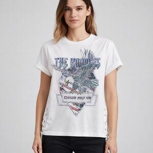 The Kooples Eagle Graphic Oversized T-Shirt NWT White Size Small